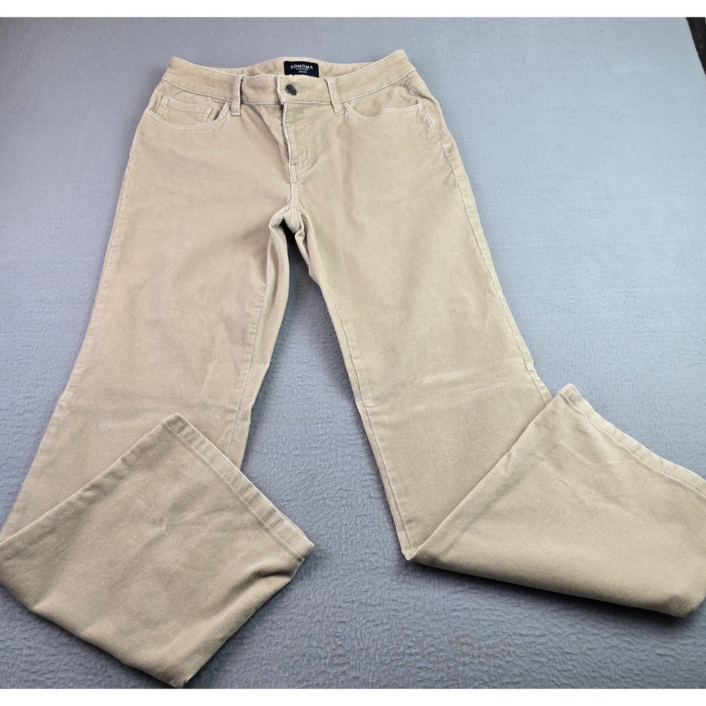 Sonoma Life + Style Petite Beige Corduroy Straight Leg Pants Size 4P Average